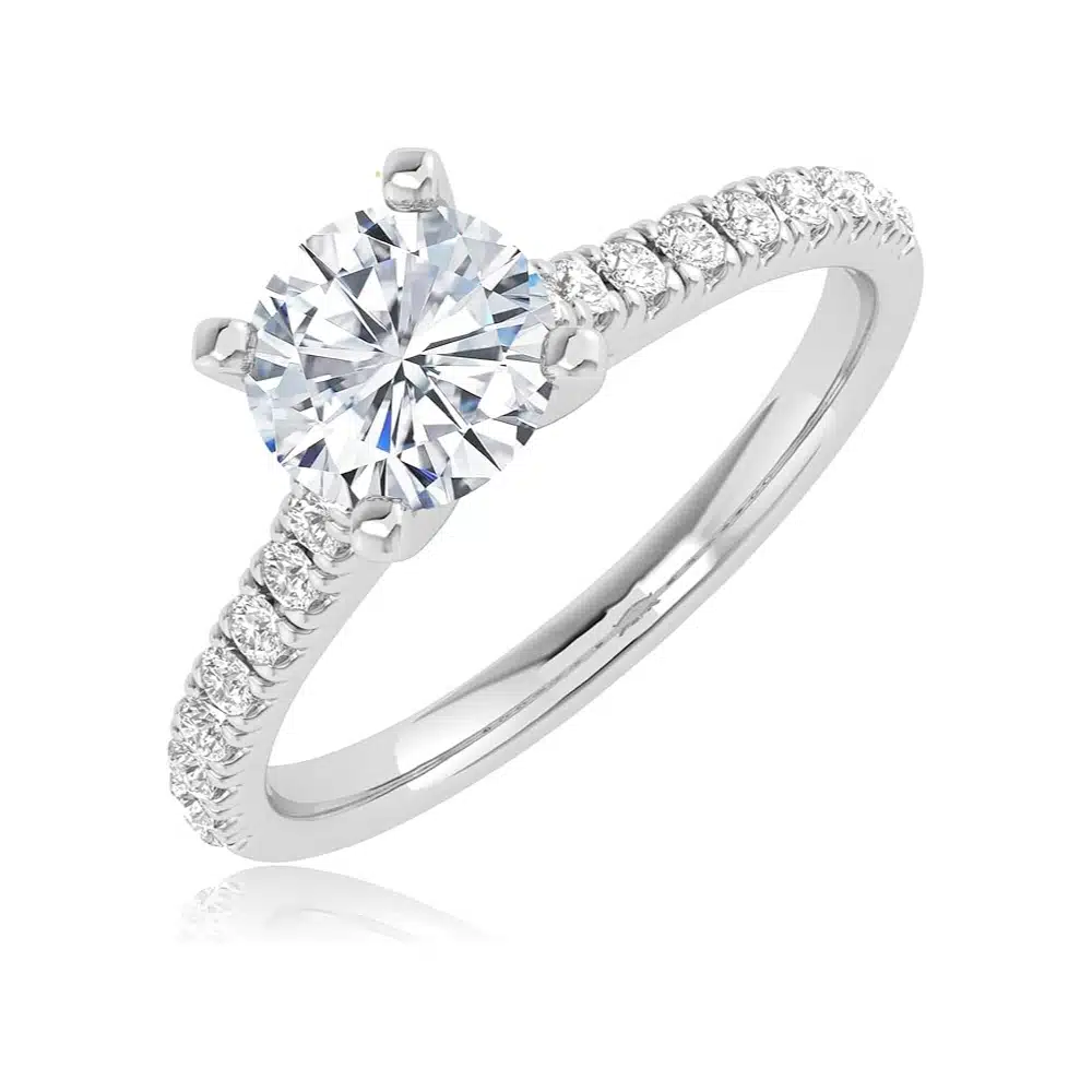 0.5-6 Carat t.w. LAB GROWN Round Cut Diamond Prong Set Solitaire Diamond Engagement Ring