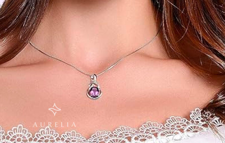 HXZZ Sterling Silver Amethyst Pendant Necklace with Interchangeable Box and Singapore Chains