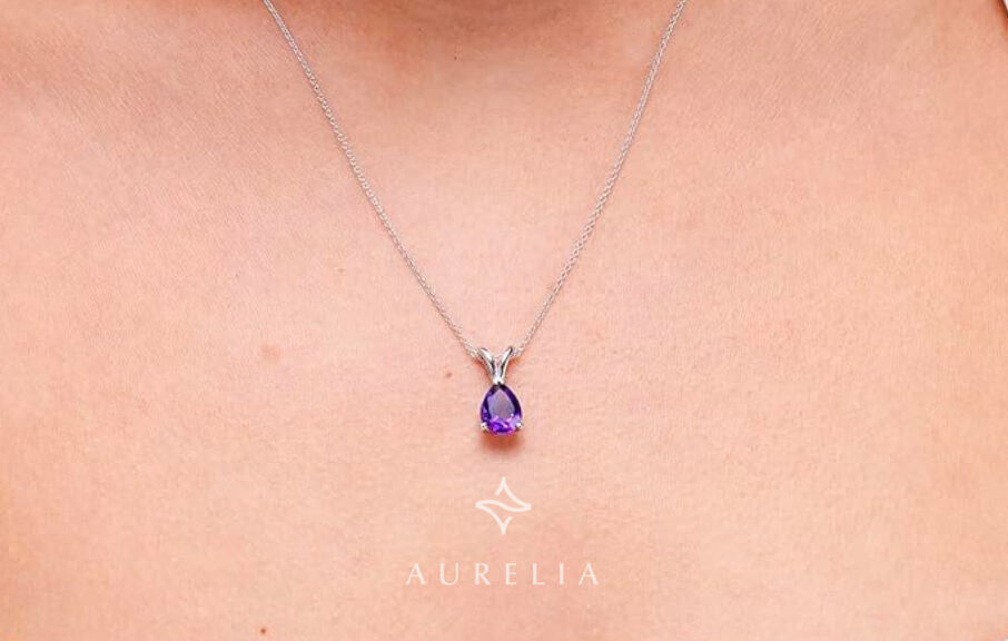 Angara Natural Amethyst Solitaire Pendant Necklace, February Birthstone Jewelry in 925 Sterling Silver or 14K Gold