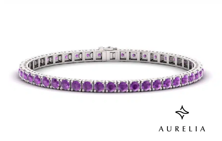 Diamondere 5.32 Carat Amethyst Tennis Bracelet in 925 Sterling Silver