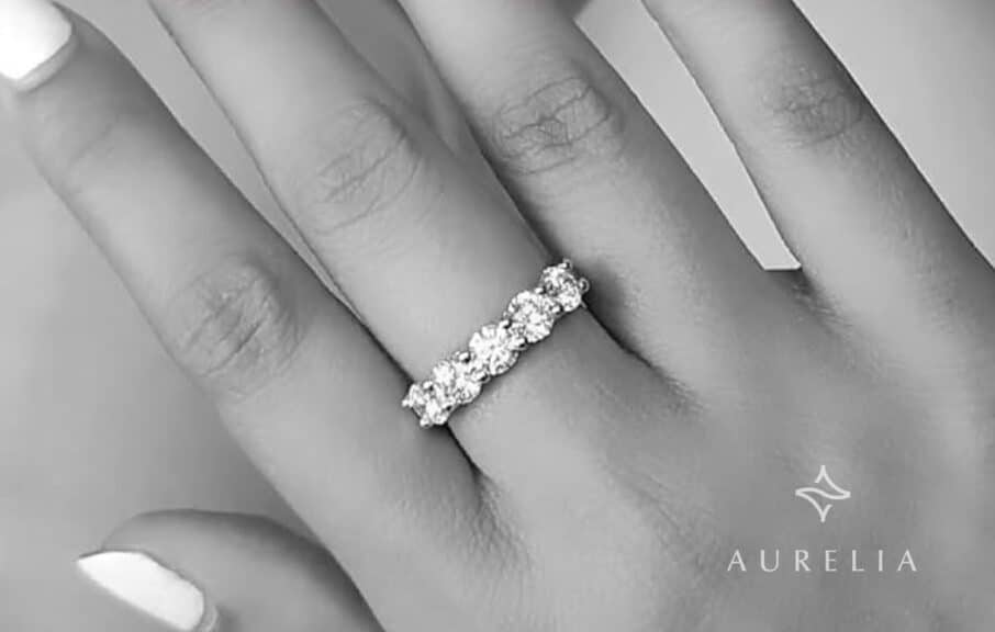 1/2 Carat - 5 Carat Lab Grown Diamond Five-Stone Band Ring in 14K Yellow Gold