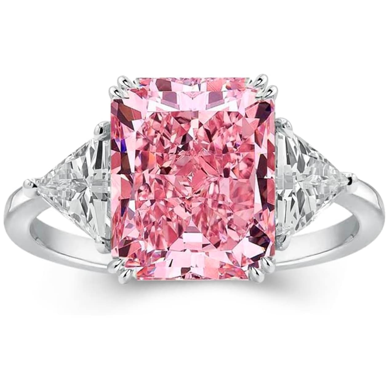 RODIFFY 4.0CT Radiant Cut Simulated Diamond Ring