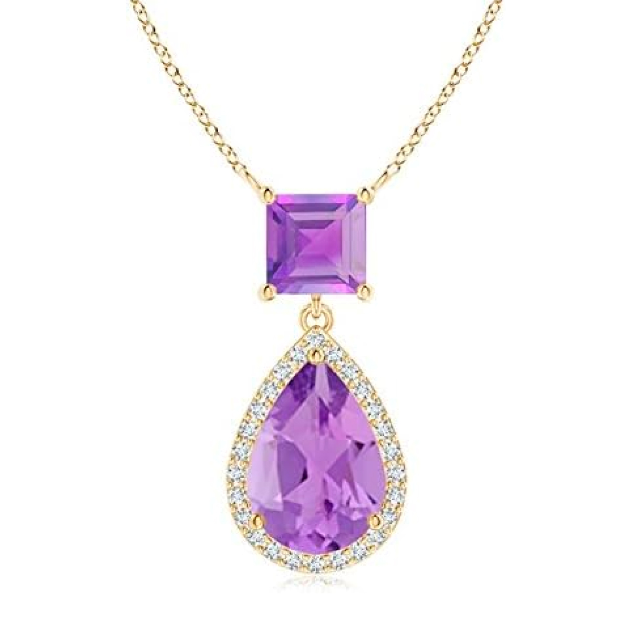 Angara Amethyst Halo Necklace