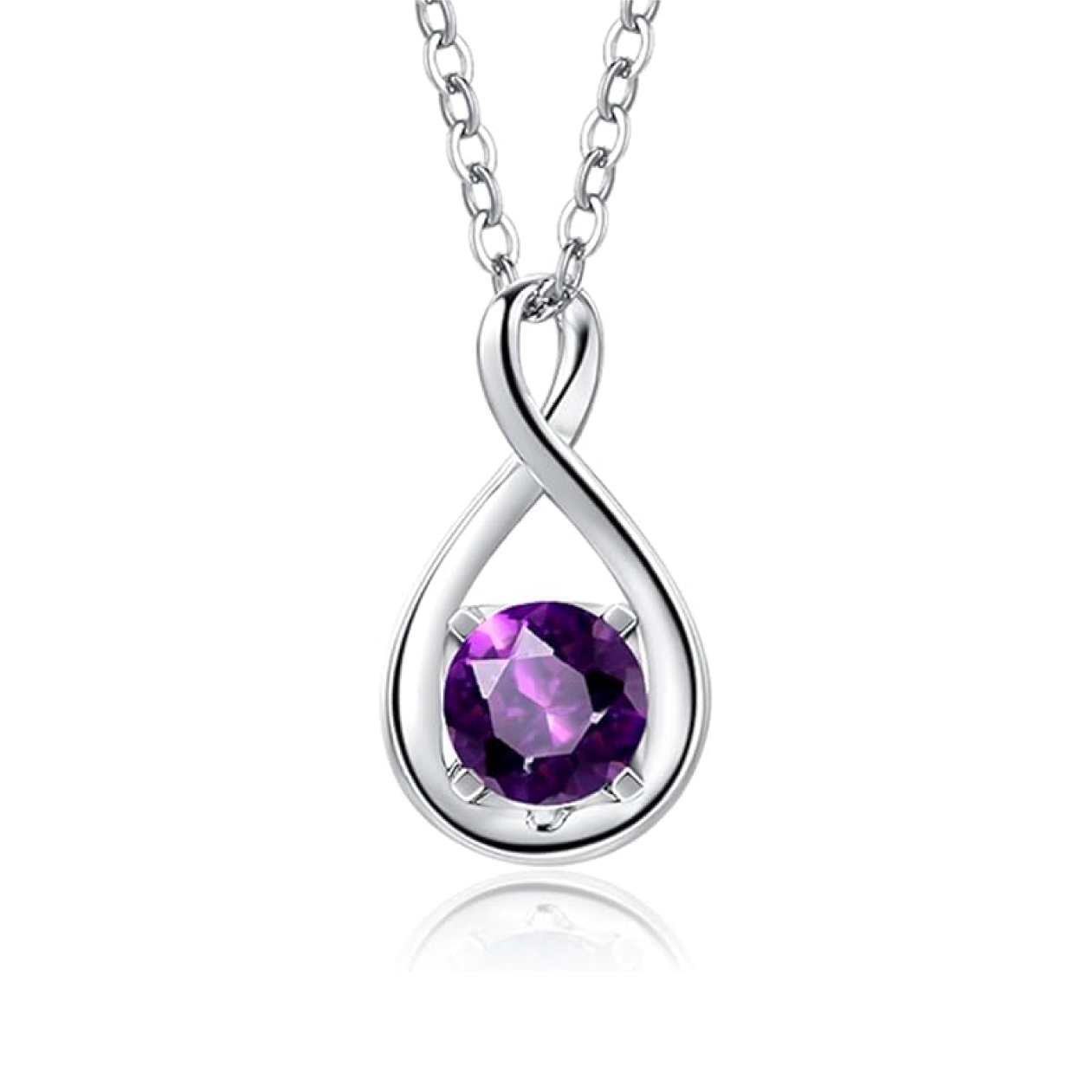 FANCIME Amethyst Infinity Pendant Necklace