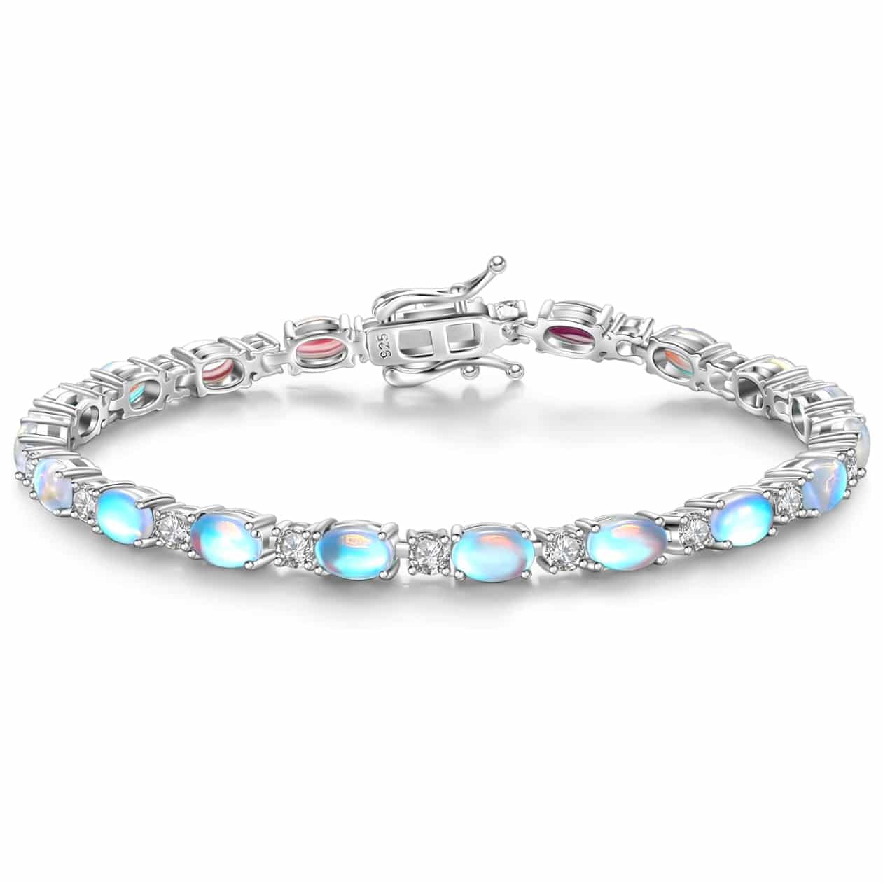 FANCIME Sterling Silver Moonstone Tennis Bracelet