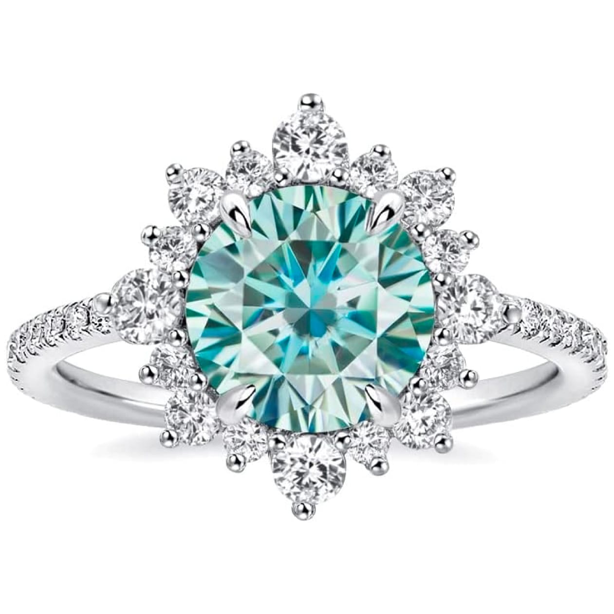 Effinny 2.0CT Cyan Blue Moissanite Ring