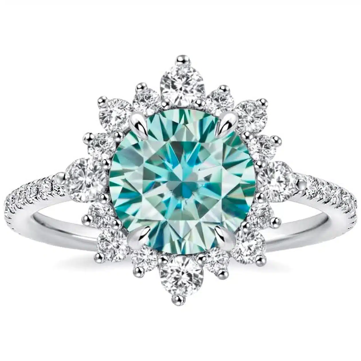 Effinny 2.0CT Cyan Blue Moissanite Ring