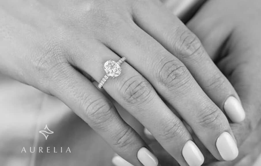 1 to 3 Carat Lab Grown Oval Shape Diamond Halo Ring in 14k Rose Gold with Side Stones, I-J Color, VS-SI Clarity