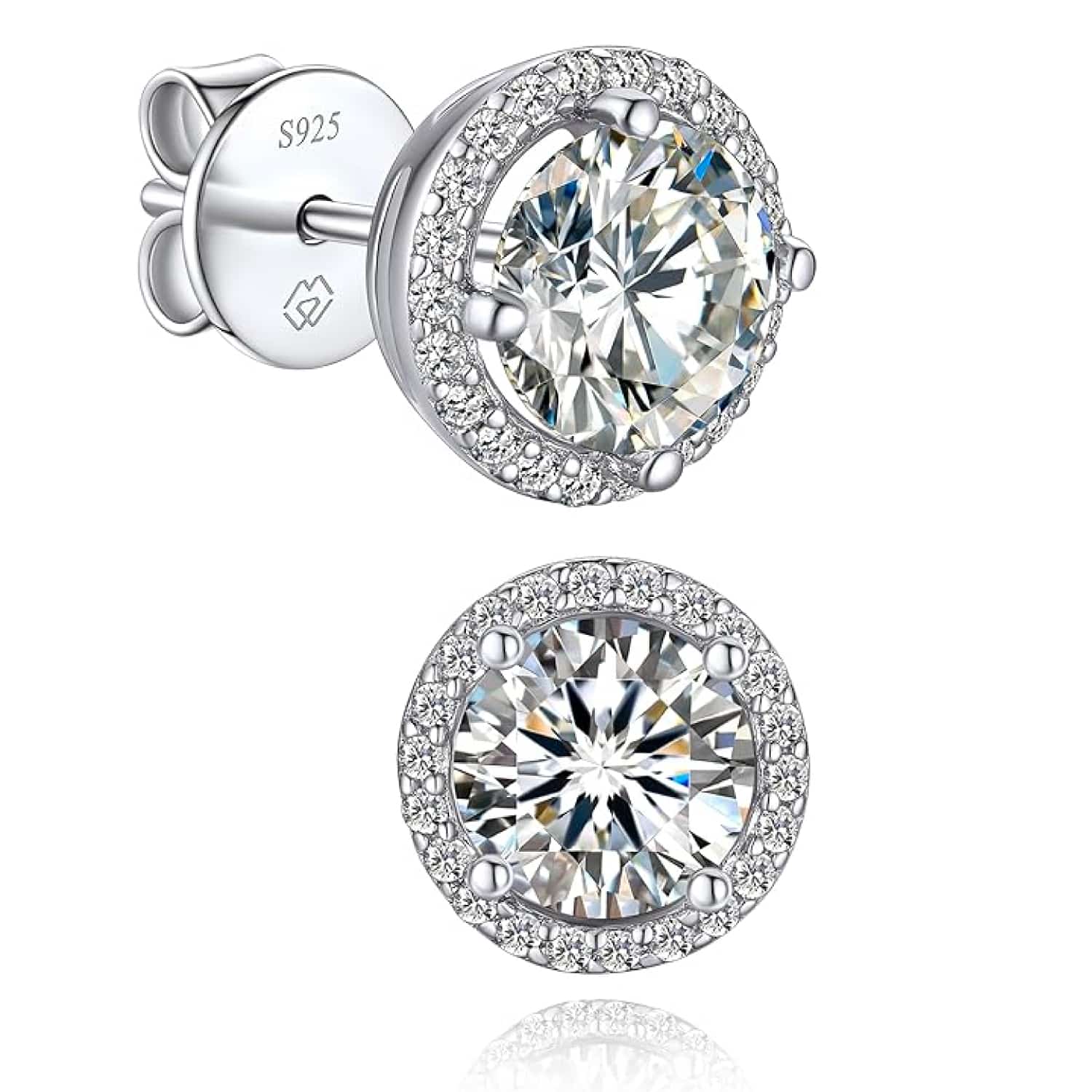 MomentWish Moissanite Halo Stud Earrings