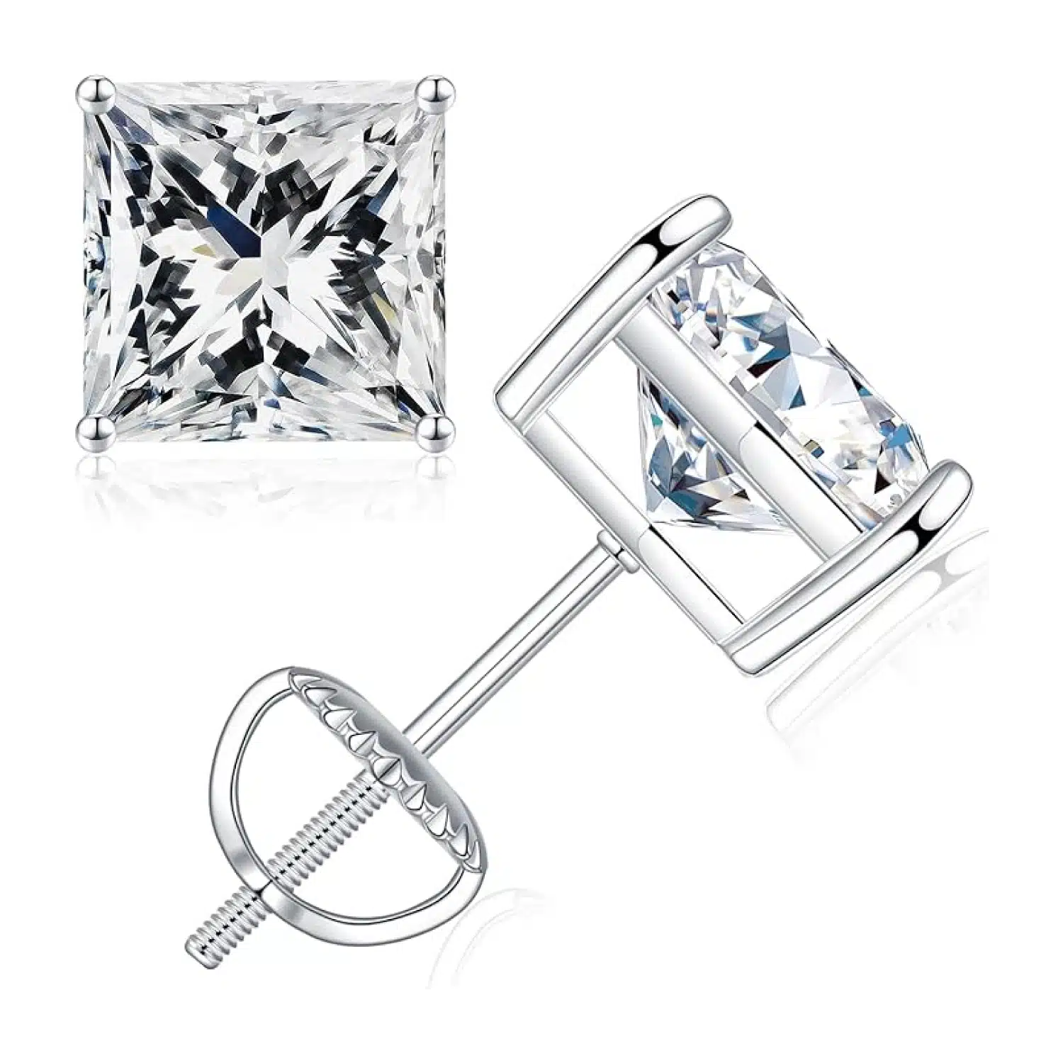 SMILEST Princess Moissanite Stud Earrings