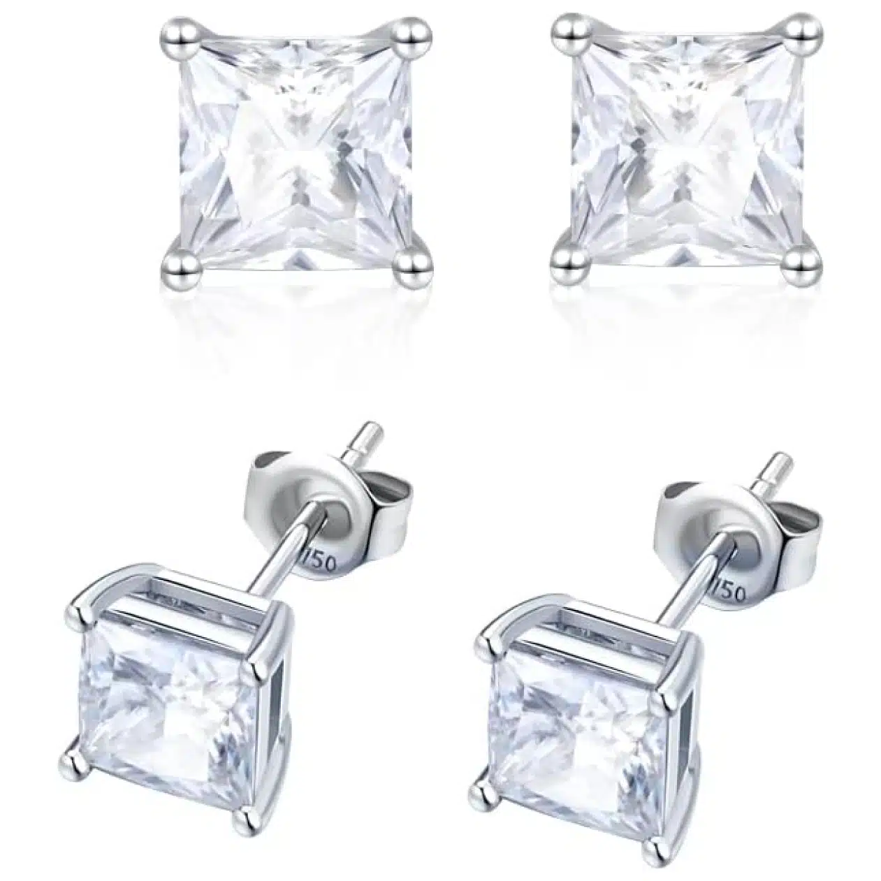 FANCIME 14k White Gold Moissanite Stud Earrings