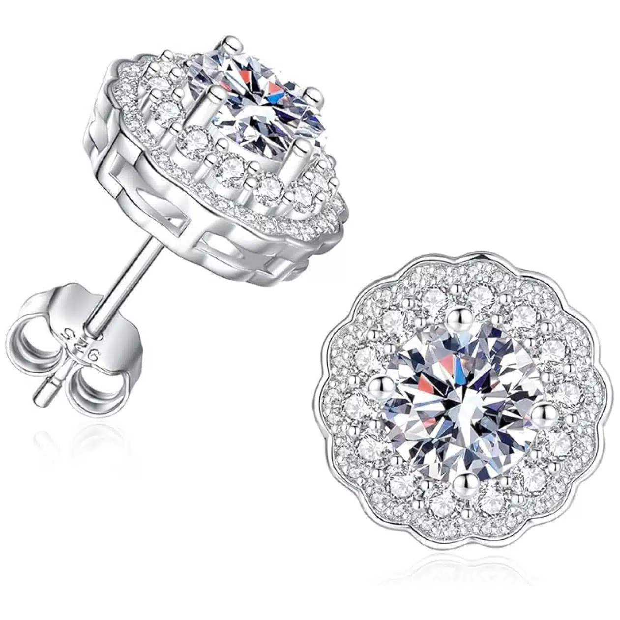 JIEKAYUAN 2CT Moissanite Stud Earrings