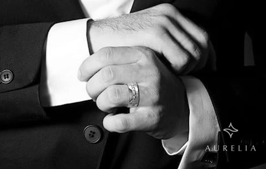 Yoalincy 1 CTTW Moissanite Wedding Band Sterling Silver with 18K White Gold Plated for Men