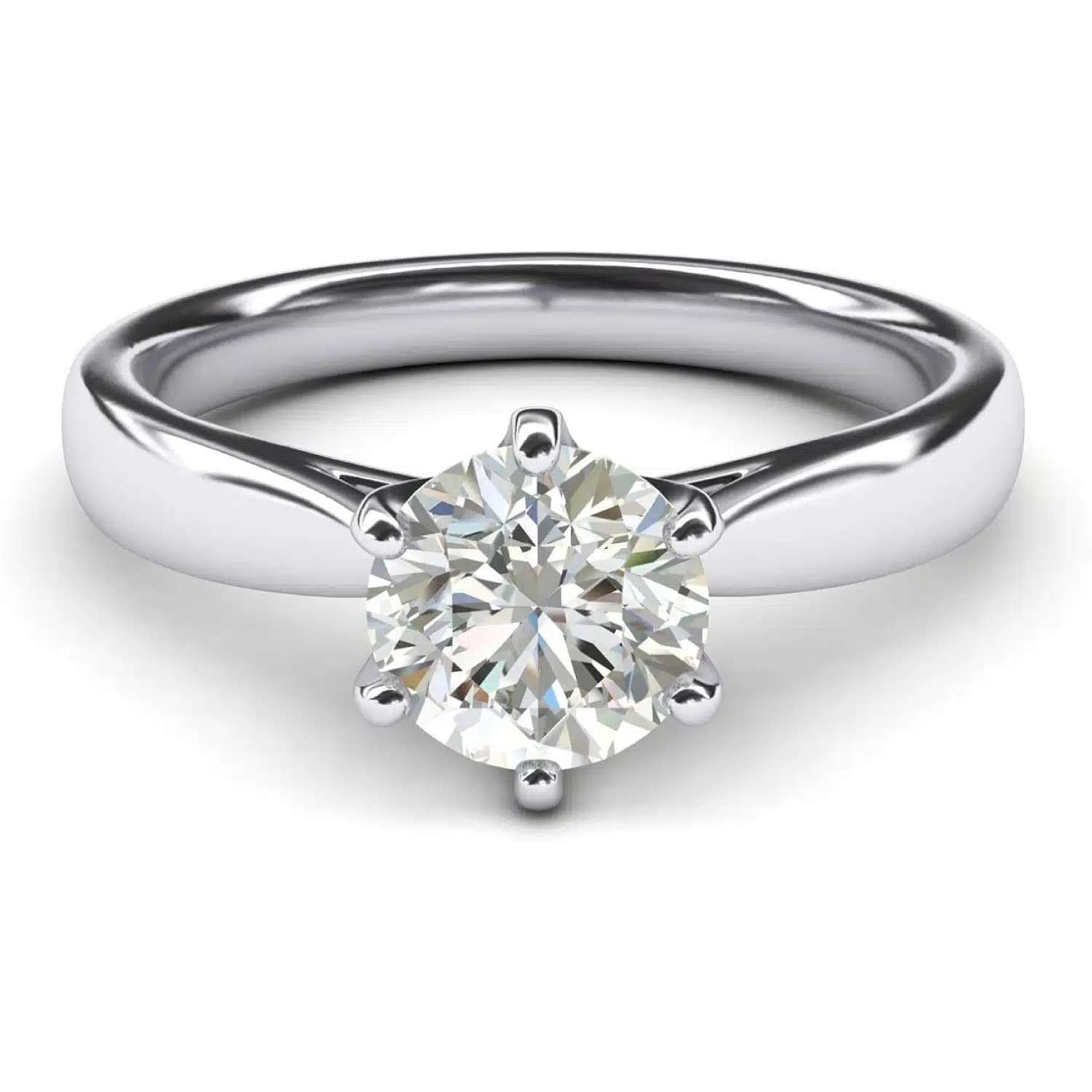 Sterling Silver 2.0 CT Classic 6-Prong Solitaire Simulated Diamond Engagement Ring Promise Bridal Wedding Ring