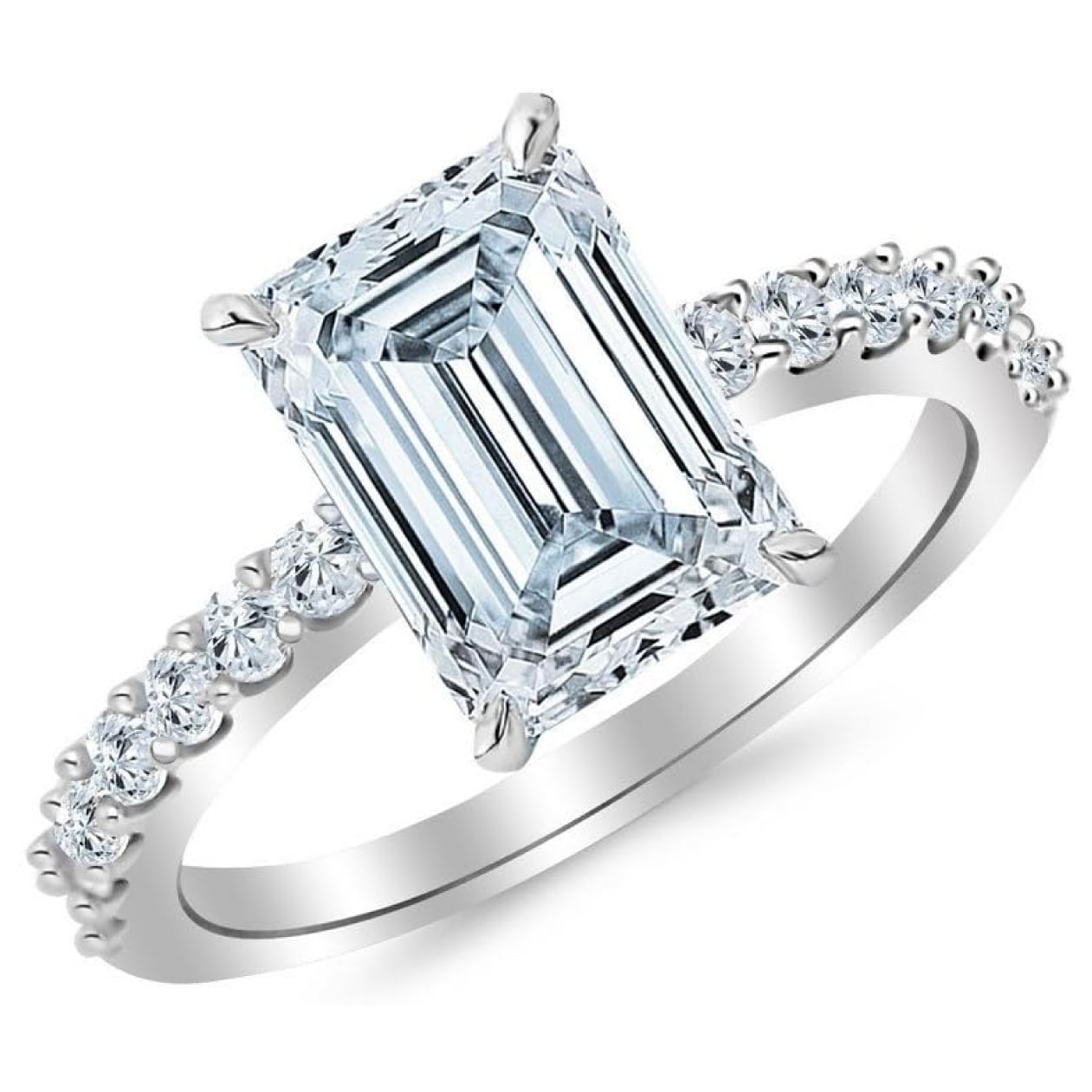 Houston Diamond District Emerald Cut Lab Grown Diamond Ring