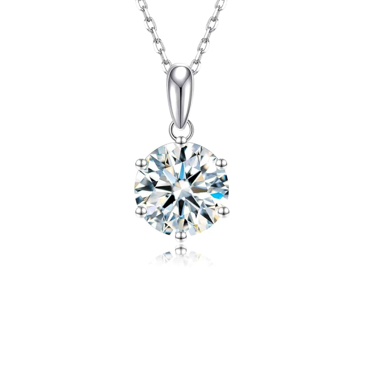SecreTalk Moissanite Pendant Necklace 1-5CT 18K White Gold Plated silver D Color Ideal Cut Diamond Necklace for Women with Certificate of Authenticity
