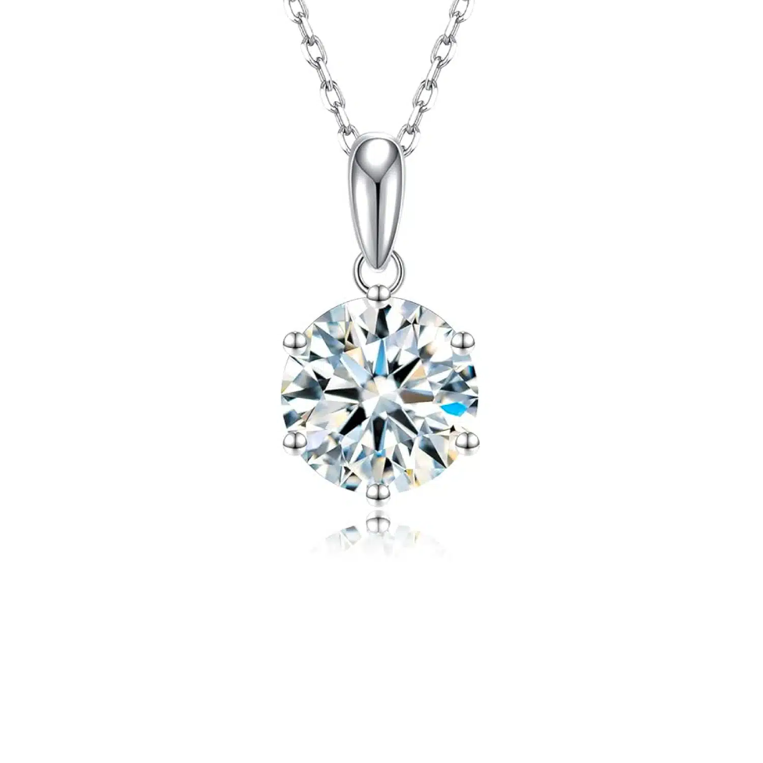 SecreTalk Moissanite Pendant Necklace 1-5CT 18K White Gold Plated silver D Color Ideal Cut Diamond Necklace for Women with Certificate of Authenticity