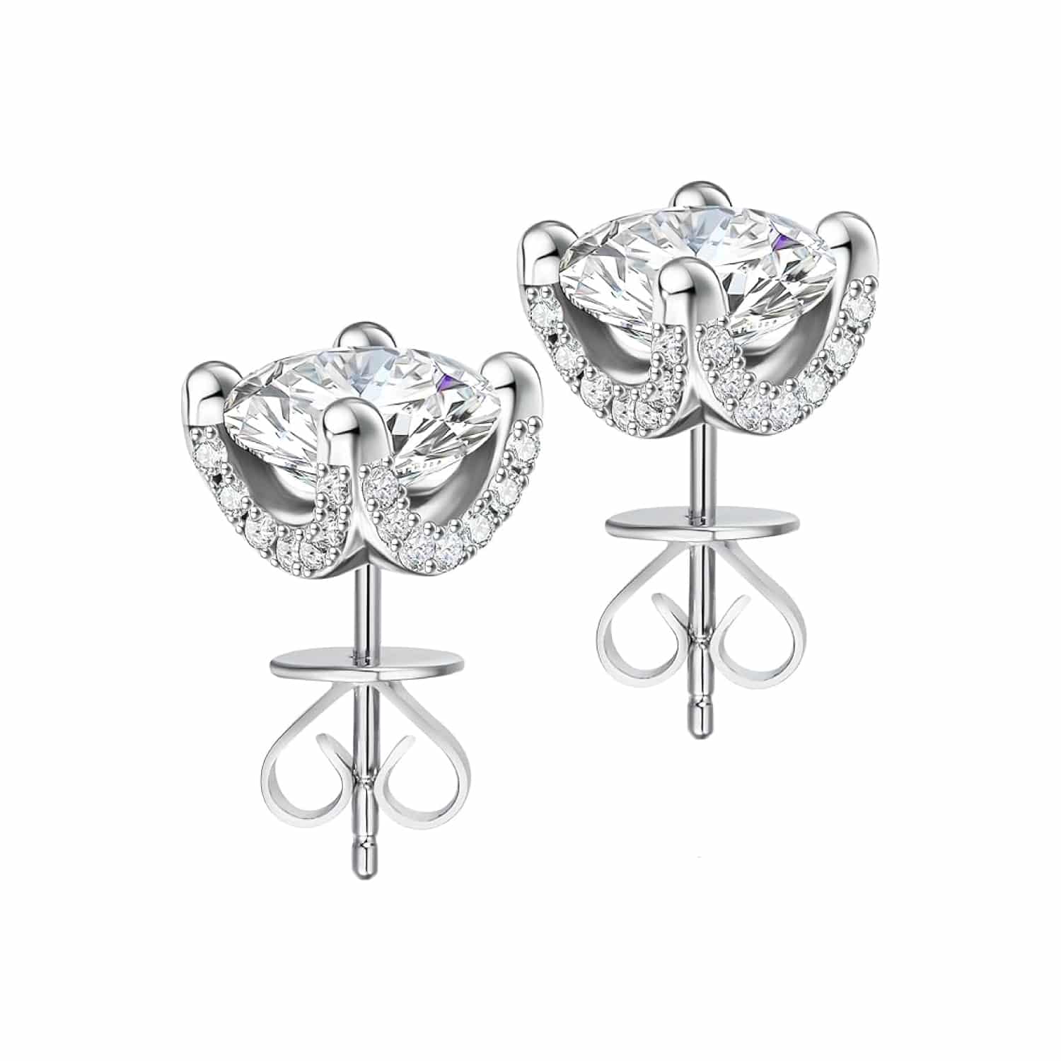 ABSOLUTE Moissanite Stud Earrings for Womens 2 Carat S925 Sterling Silver Earrings for Women D Color VVS1 Clarity Moissanite Earrings