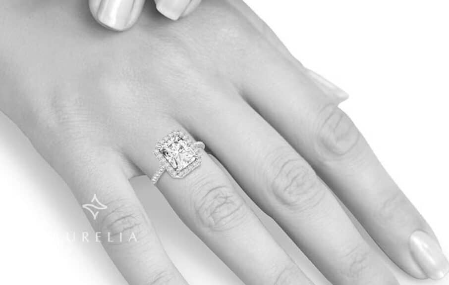 4.41 Carat Lab Grown Radiant Cut Moissanite Engagement Ring in White Gold