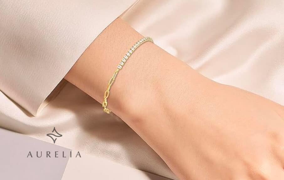 Moissanite Tennis Bracelet in 18K White Gold Plated Sterling Silver with Paperclip Link Design