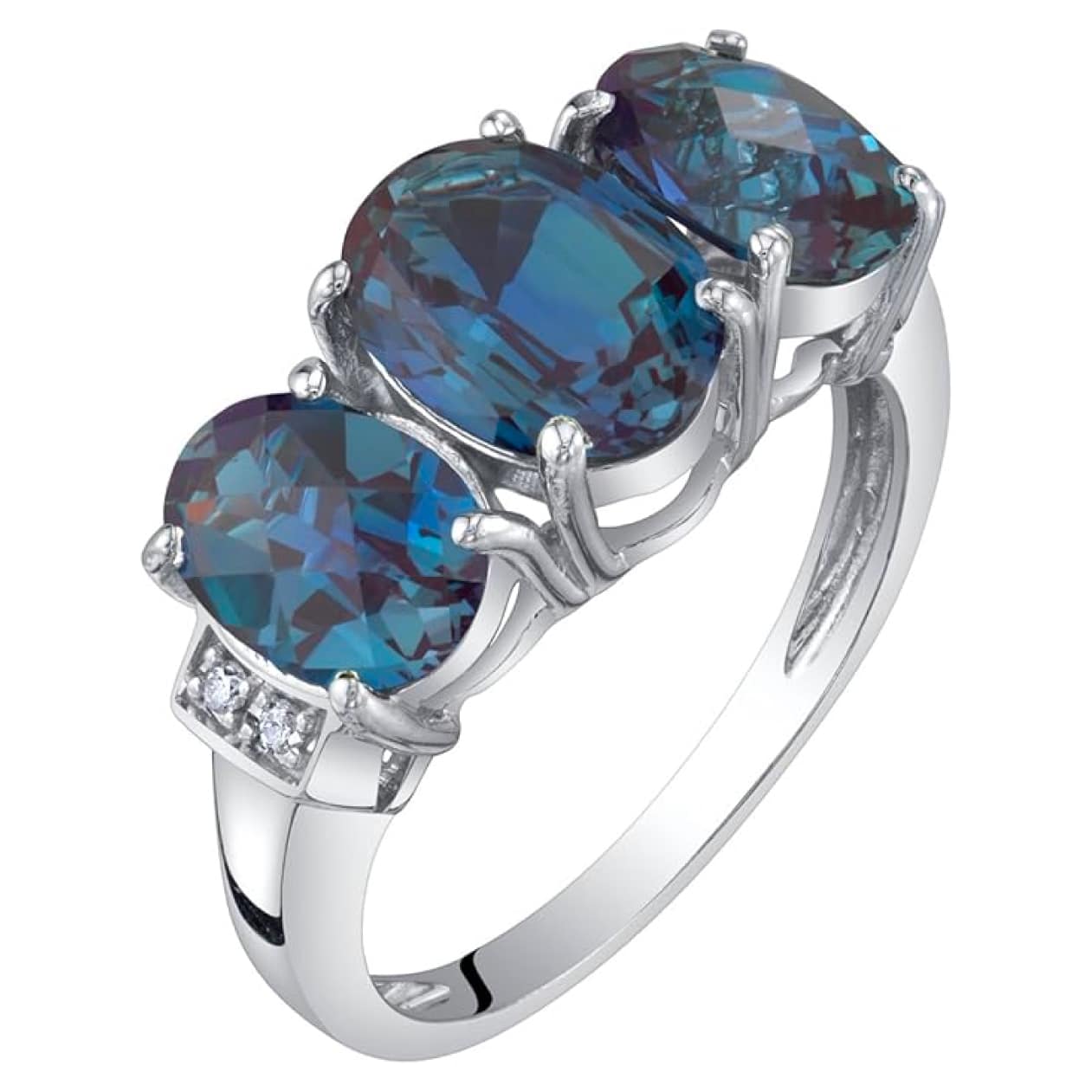 PEORA Alexandrite and Diamond Three Stone Ring