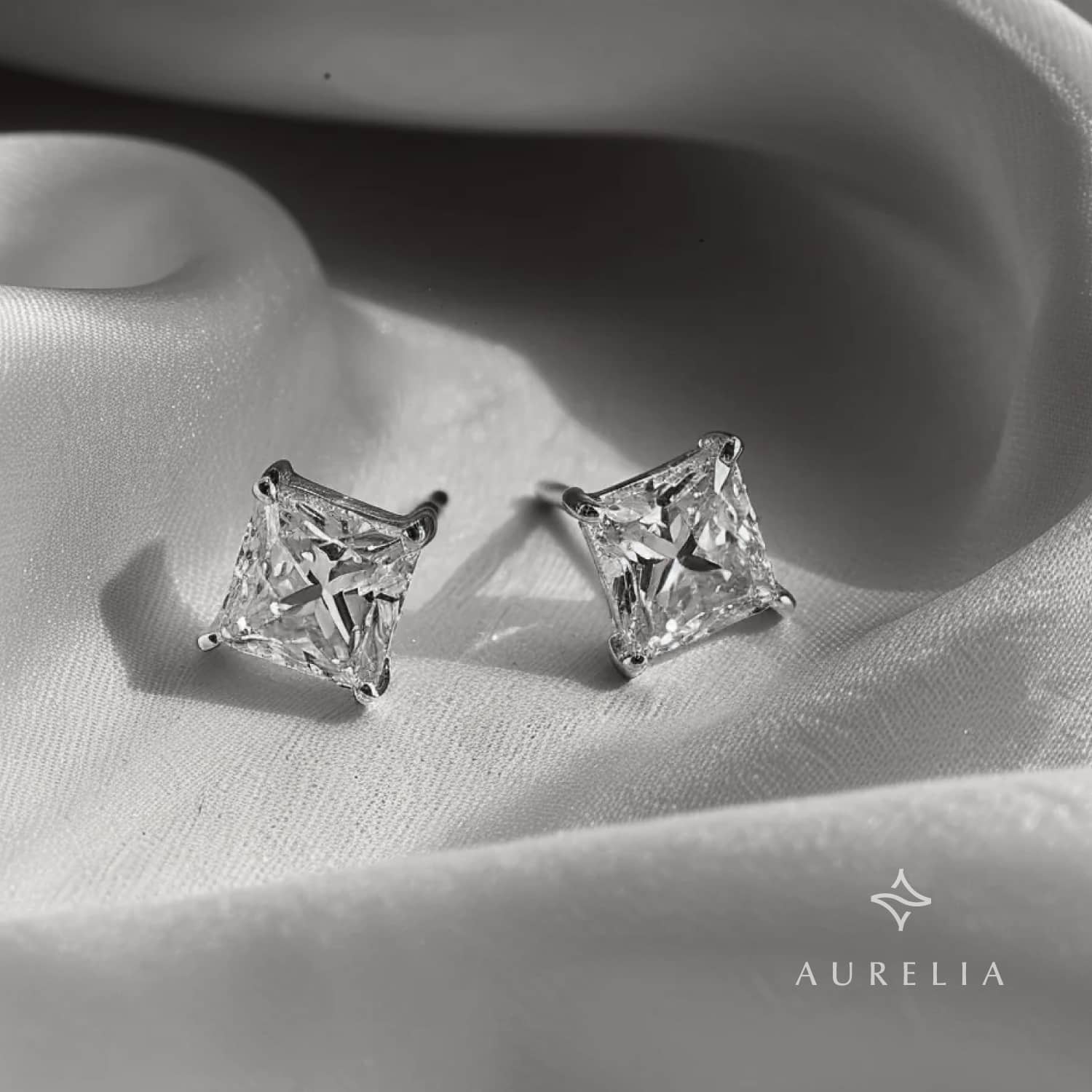 Houston Diamond District Lab Grown Princess Cut Diamond Earrings