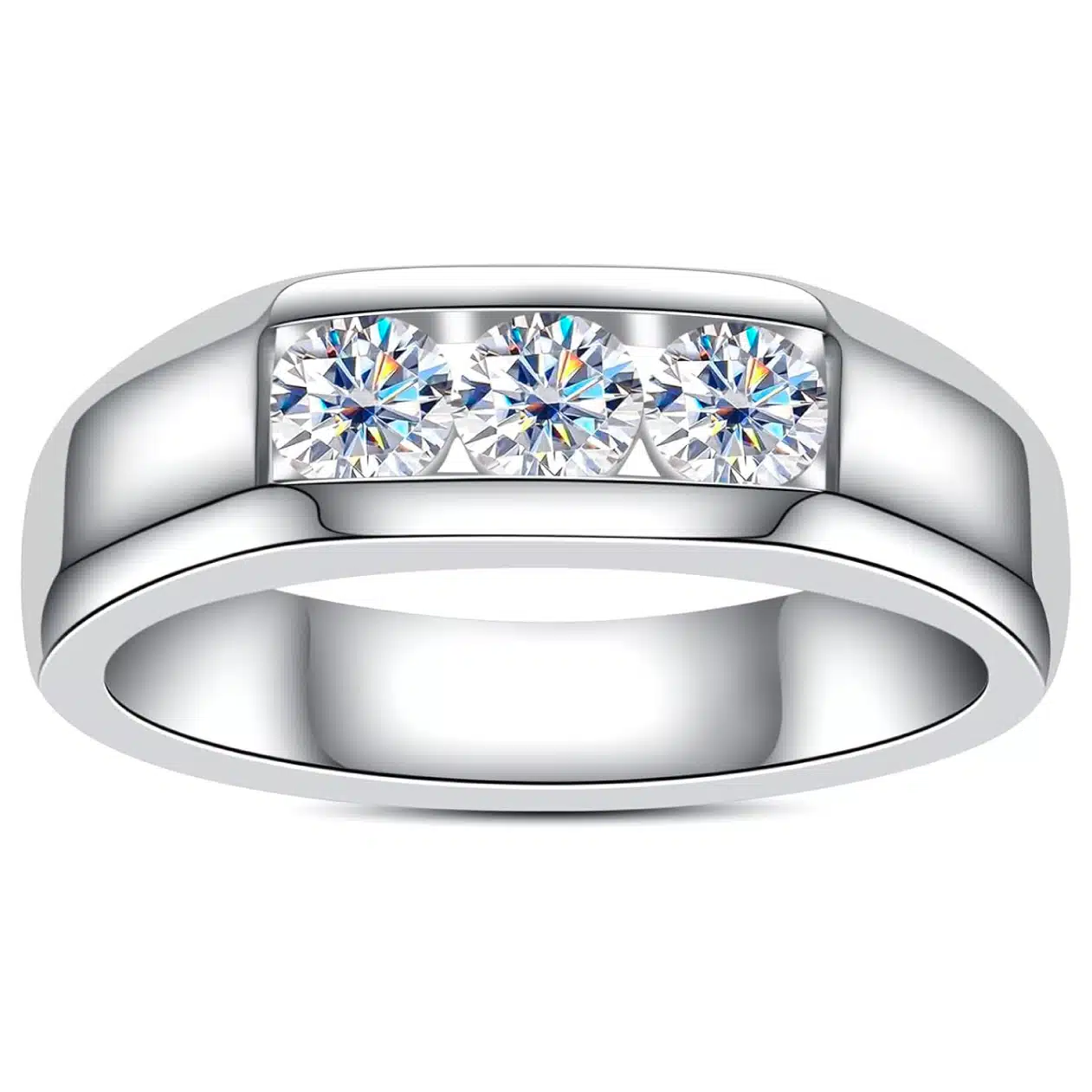 AimiIee 3-Stone Moissanite Wedding Band