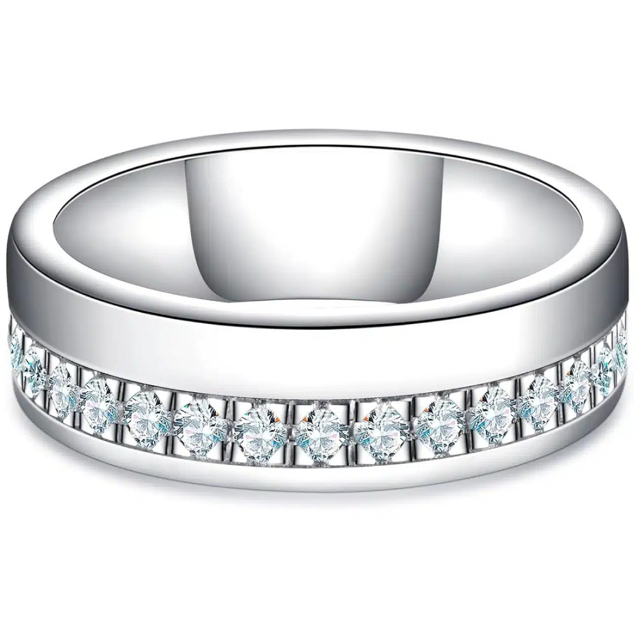 AnuClub Moissanite Half Eternity Wedding Band