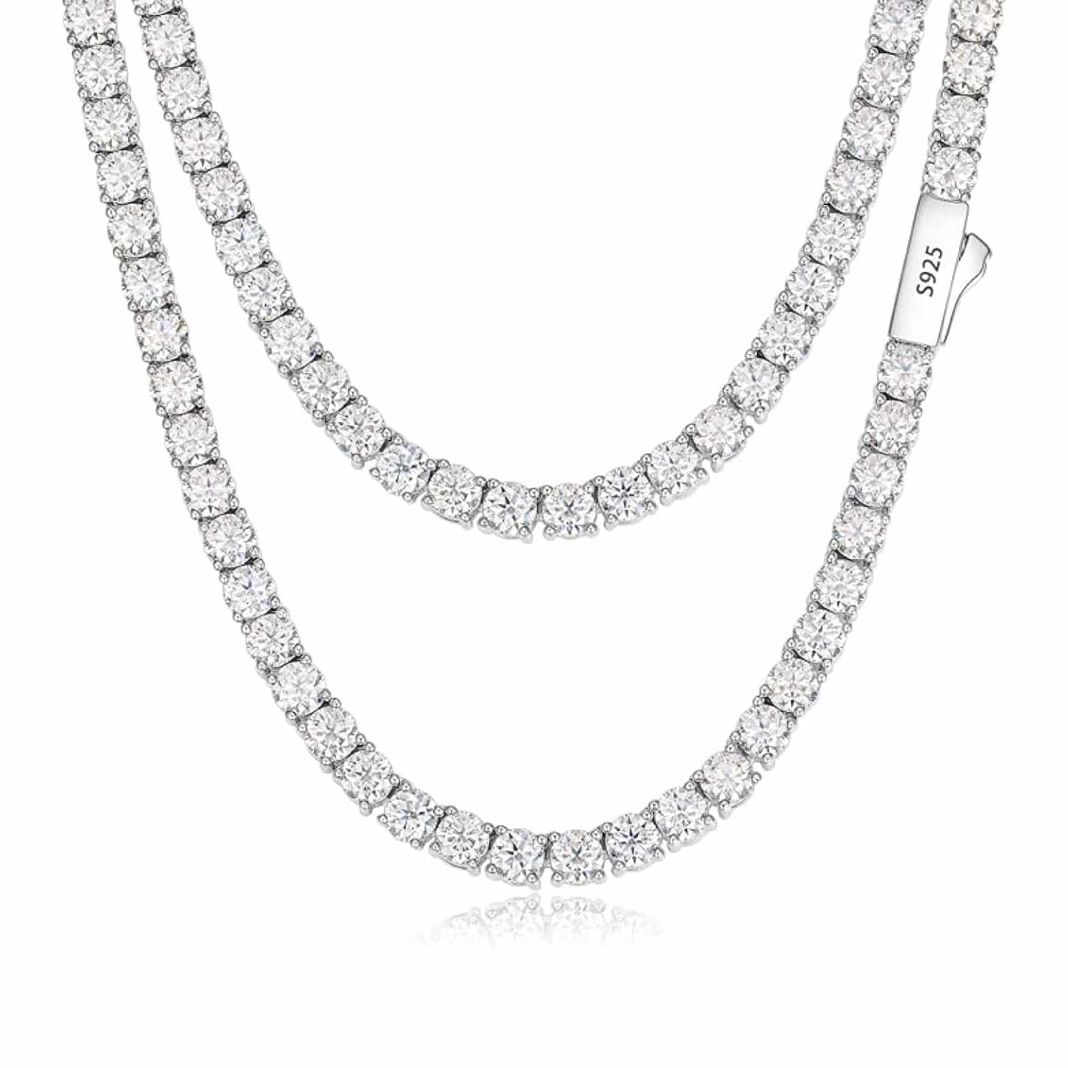 Moissanite Tennis Necklace, 12.4ct-43.8ct Lab Created Diamond Necklace for Men Women