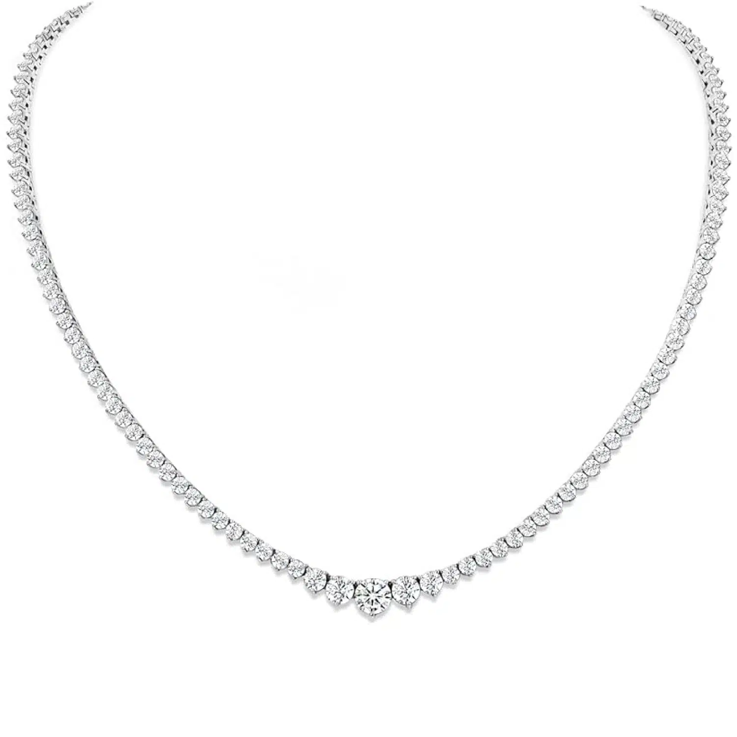 Gradual Moissanite Tennis Chain Necklace: 925 Sterling Silver 14k White Gold Plated Elegant Moissanite Necklace