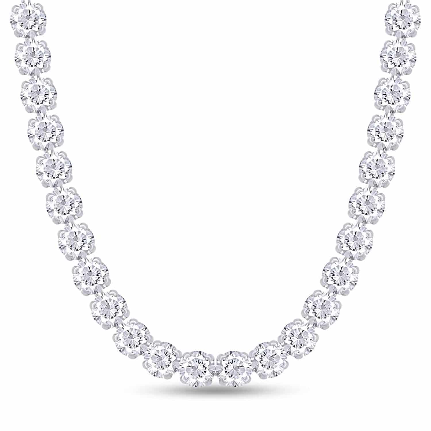 SAVEARTH DIAMONDS 33 Carat to 62 Carat 5MM Round Cut Lab Created Moissanite Tennis Chain Necklace