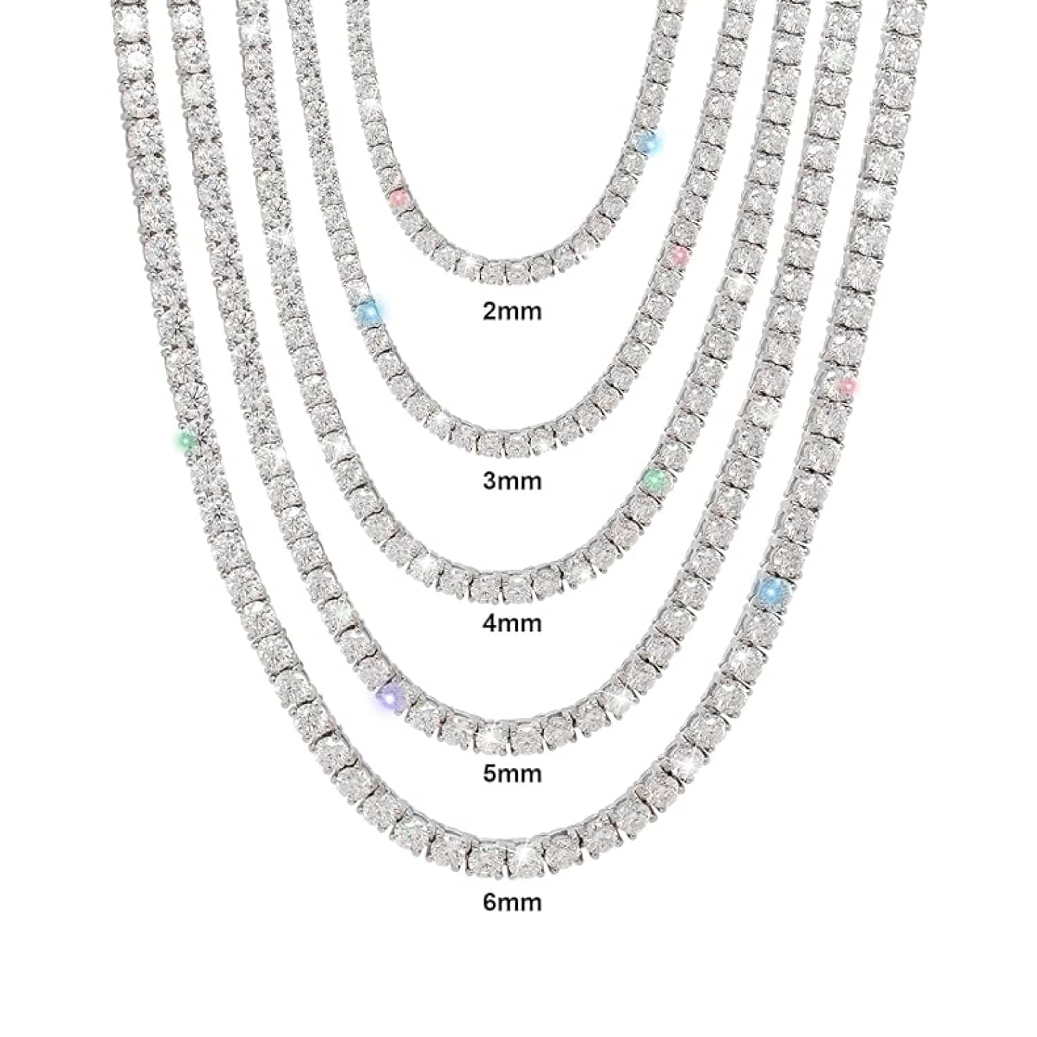 Gem's Beauty 4.59-112.00CT Moissanite Tennis necklaces Gifts 2-6.5mm D Color VVS1 Round Cut Diamond Tennis necklaces