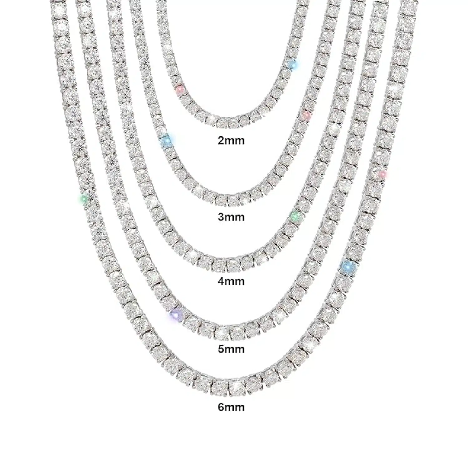 Gem's Beauty 4.59-112.00CT Moissanite Tennis necklaces Gifts 2-6.5mm D Color VVS1 Round Cut Diamond Tennis necklaces