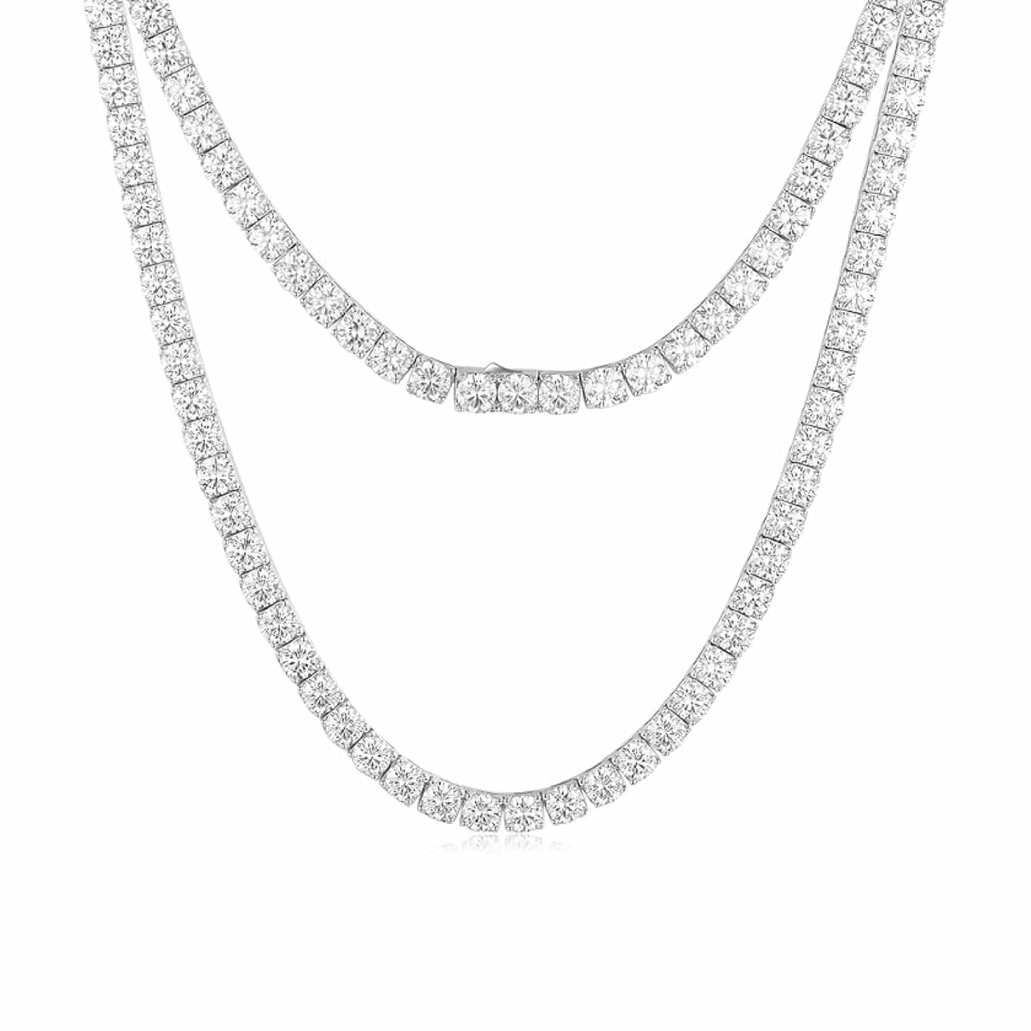 FANCIME Moissanite Tennis Necklace 12.9-47.5 Carats 925 Sterling Silver Tennis Necklace Chain