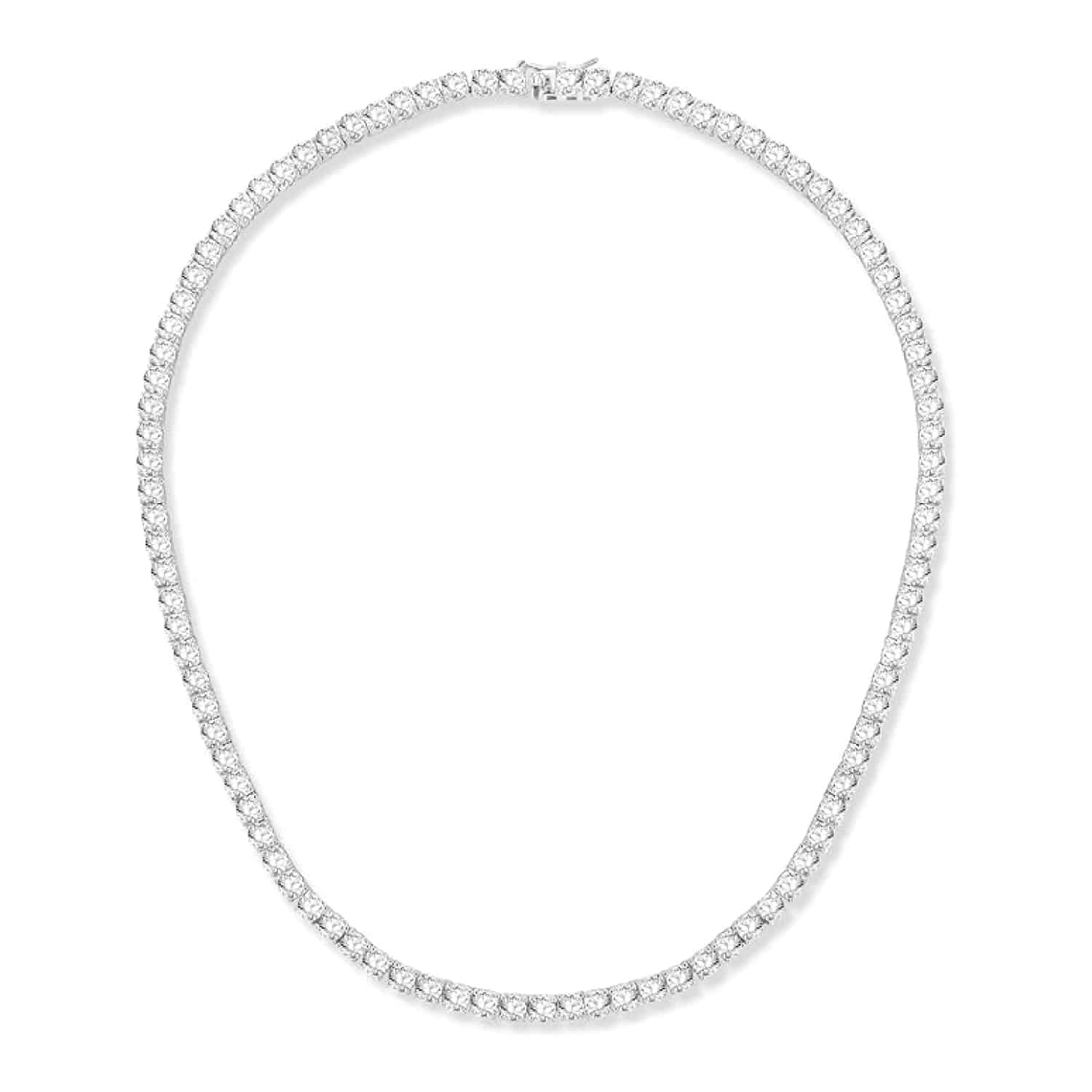 Gemsme 4.0mm CZ Tennis Necklace, 18K White/Yellow Gold Plated 4.0mm Round Cubic Zirconia Classic Tennis Necklace