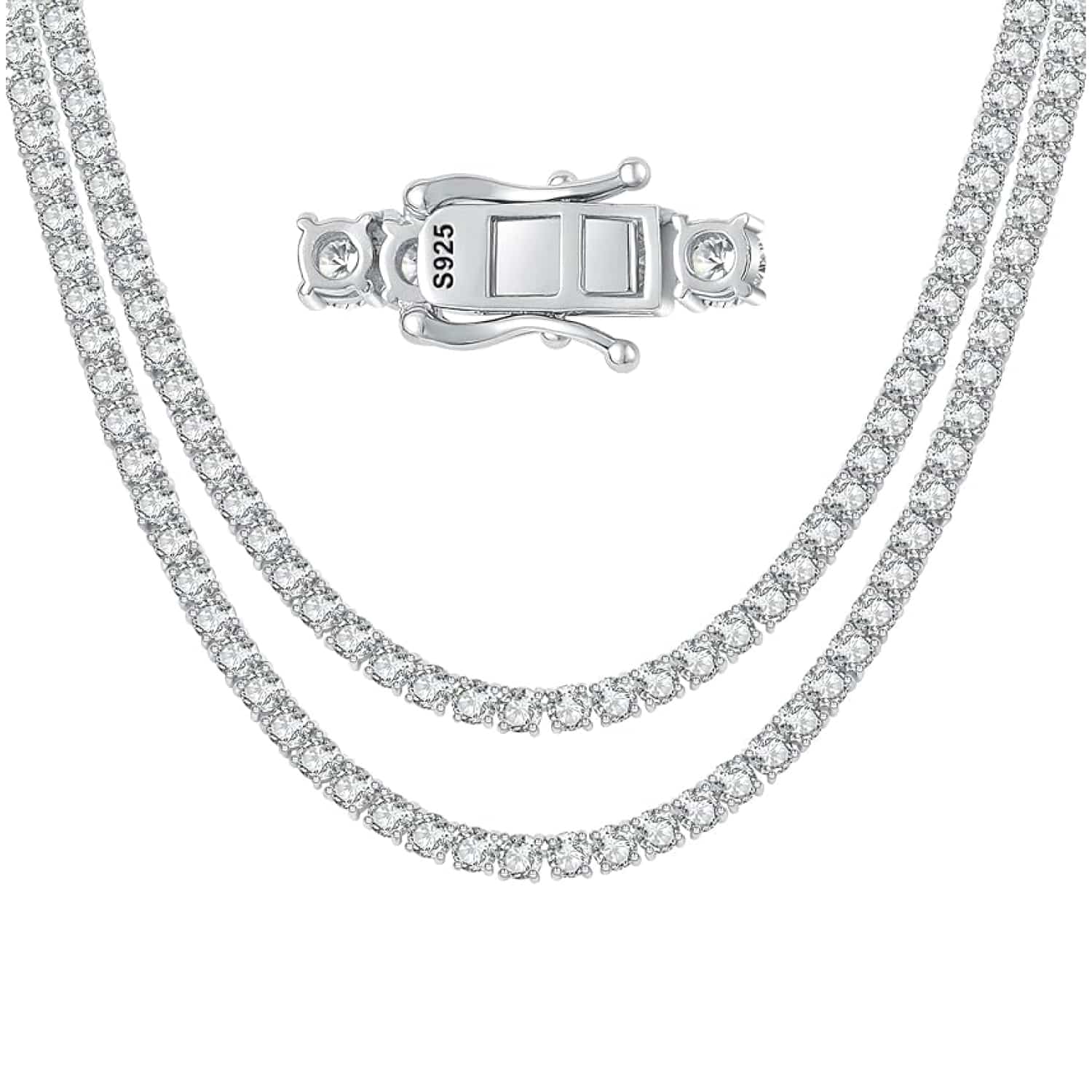 Gem's Beauty Tennis Necklace For Women 925 Silver Plated With 18k Gold Cubic Zirconia Necklace