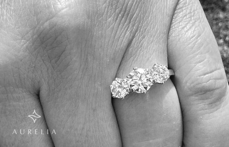 IGI Certified 3 Stone Lab-Grown Round Diamond Engagement Ring in 14K White Gold