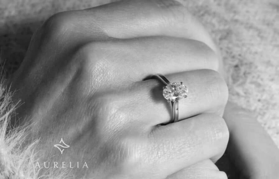 14K White Gold 2 Carat Lab Grown Diamond Solitaire Oval Cut Engagement Ring with IGI Certification