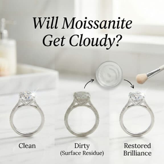 Will Moissanite Get Cloudy? The "Oil Slick" Stain & How to Fix It
