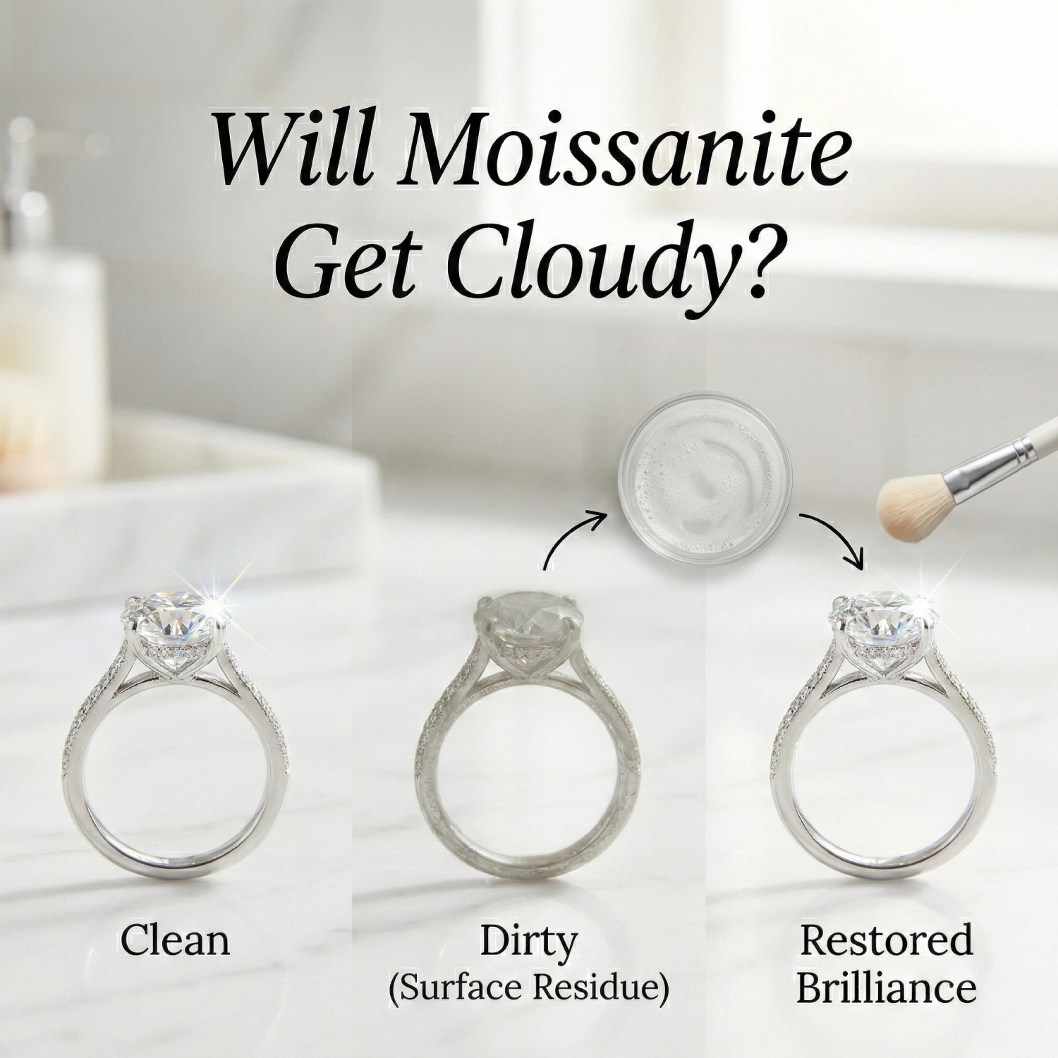 Will Moissanite Get Cloudy? The "Oil Slick" Stain & How to Fix It