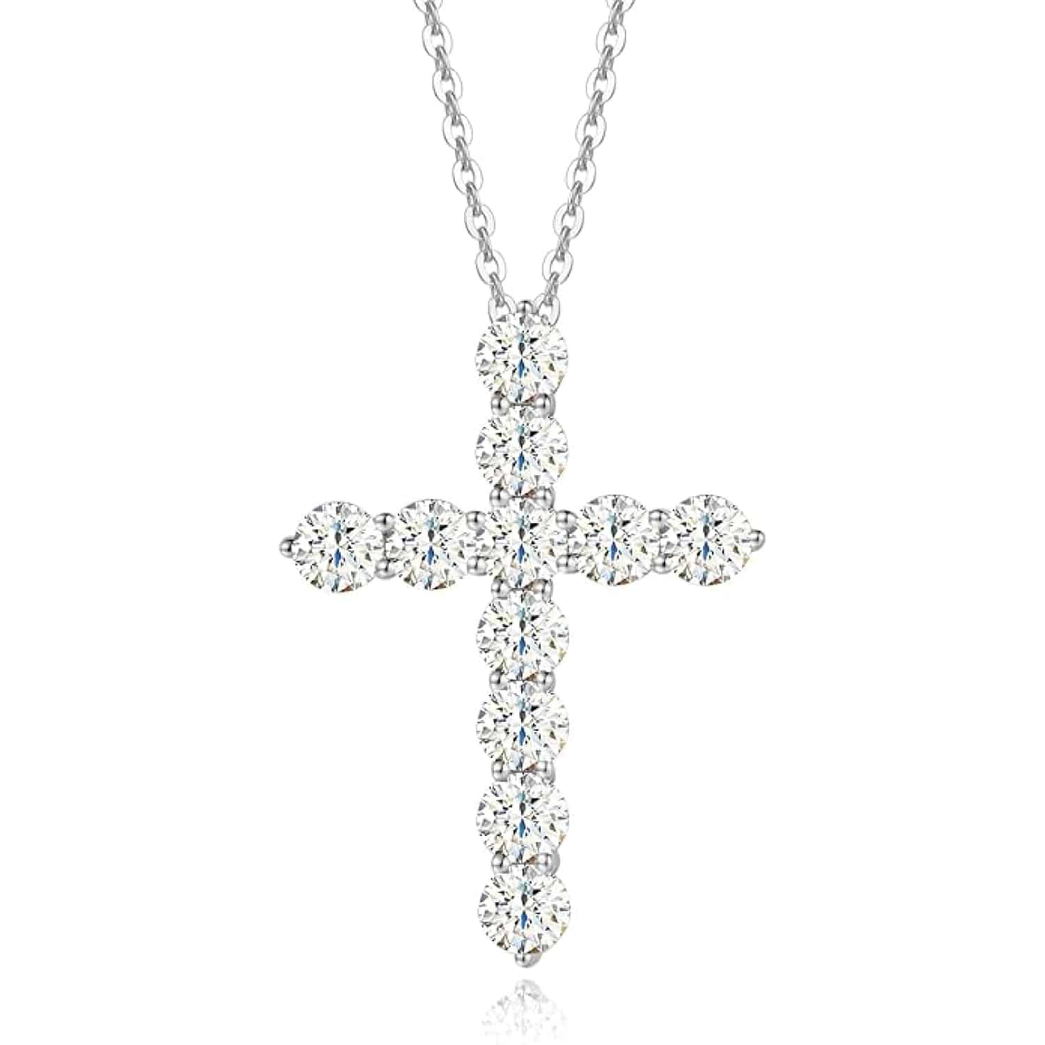 FANCIME Moissanite Cross Pendant Necklace