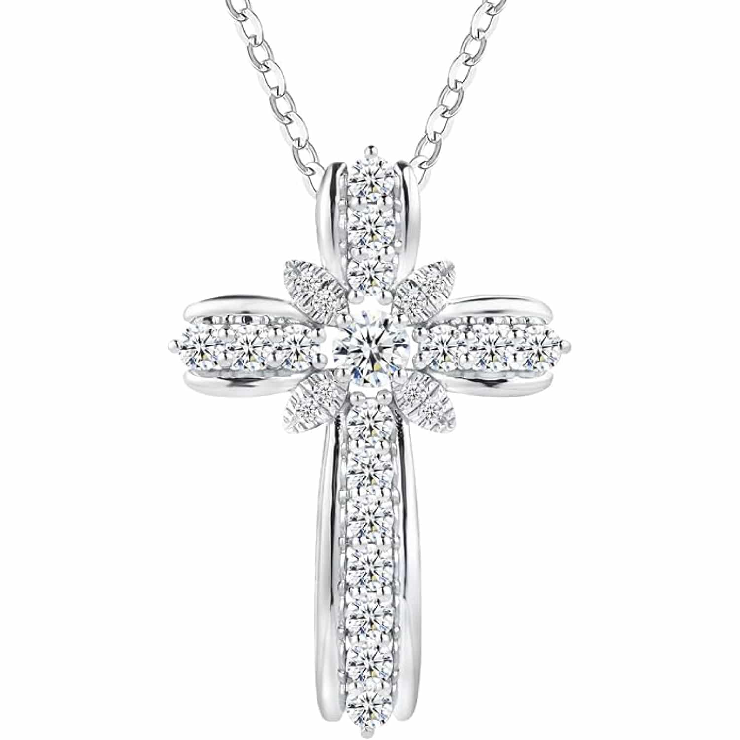 Christian Moissanite Cross Pendant Necklace