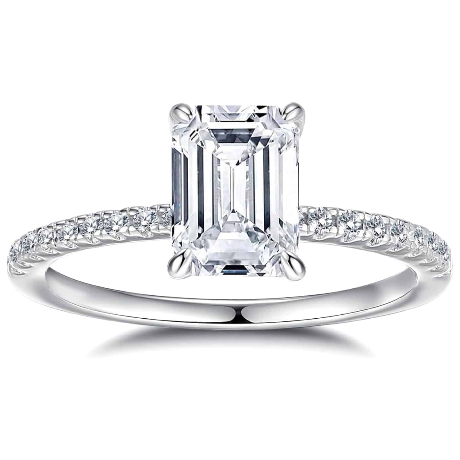 CACESTONE Emerald Cut Moissanite Engagement Ring