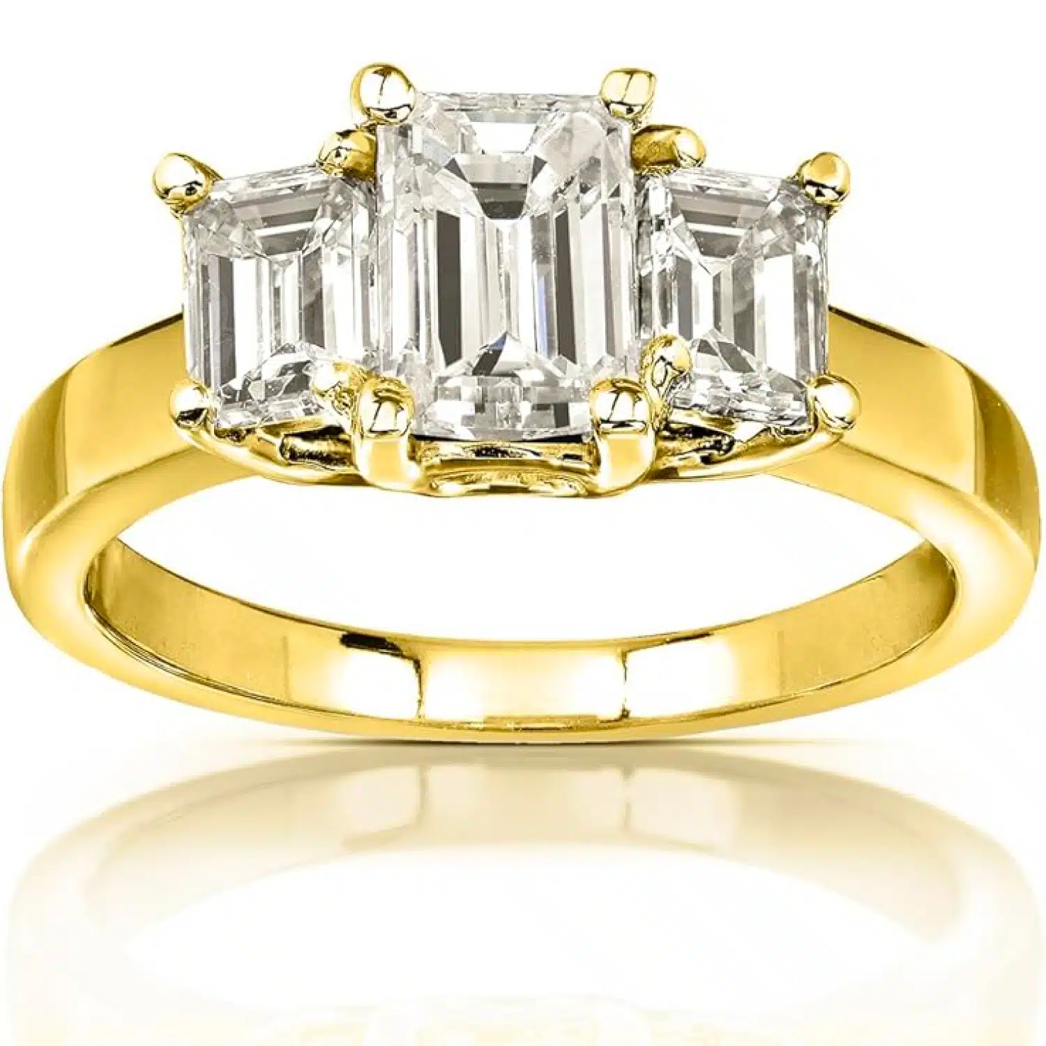 Kobelli Emerald Cut Moissanite Three-Stone Ring