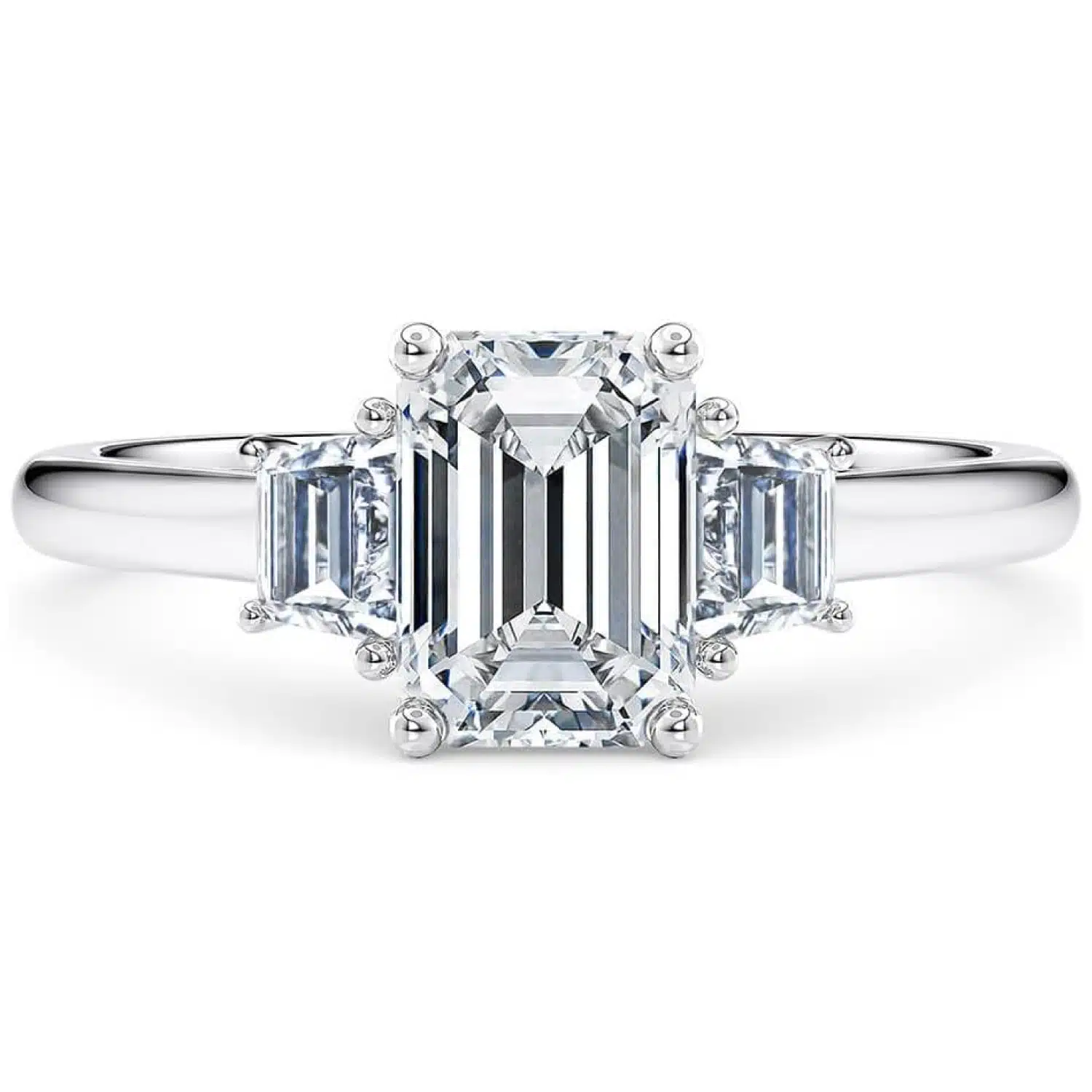 Blocaci 3-Stone Emerald Cut Moissanite Ring