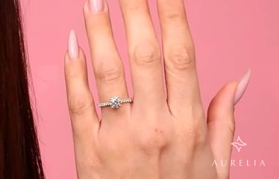 14K White Gold Moissanite Diamond Engagement Ring with 2.60 Cttw Brilliant Cut Moissanite