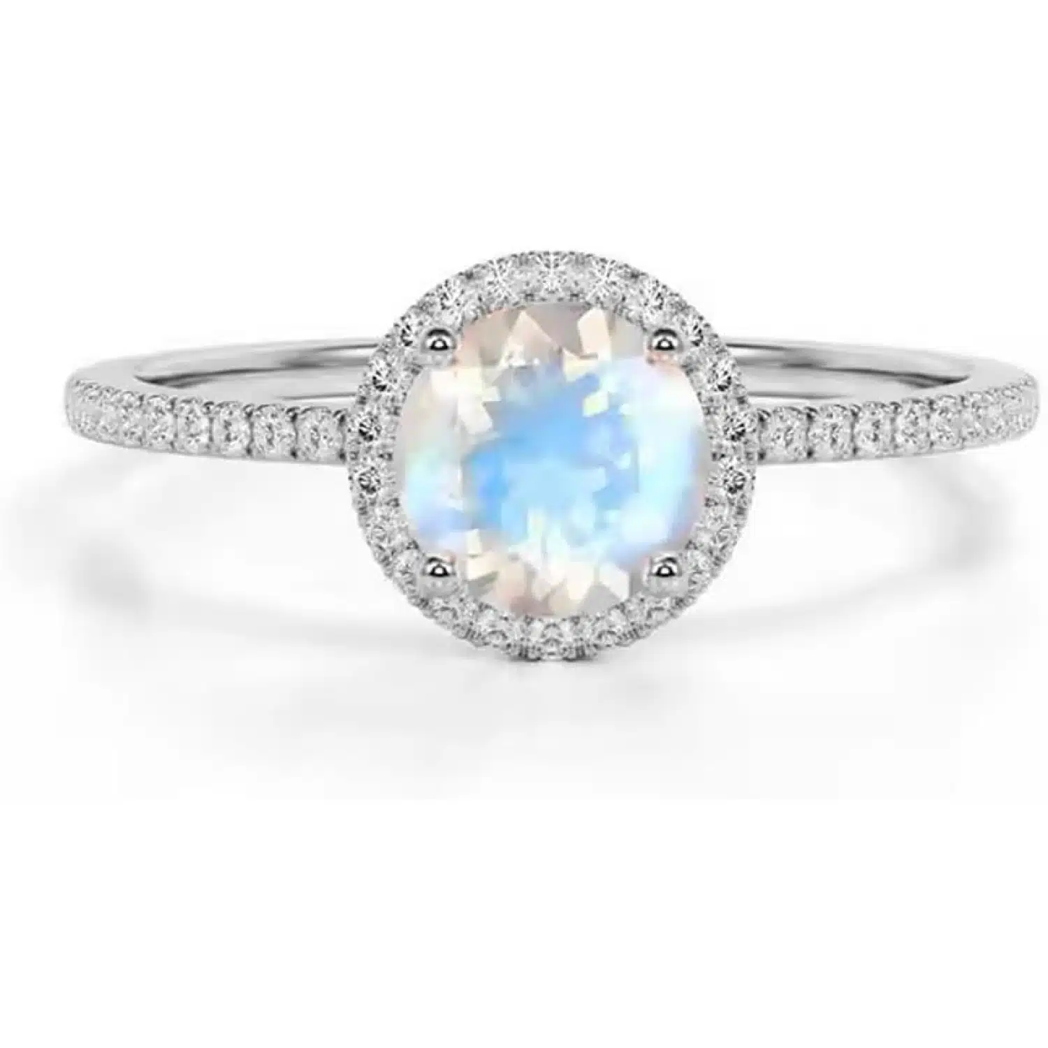 Gold Moonstone wedding Ring with Diamonds