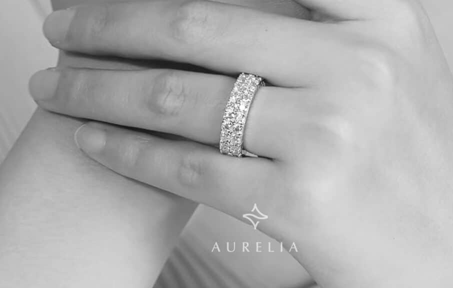 Double Row Full Eternity Moissanite Wedding Band Ring - 1.7 CTTW