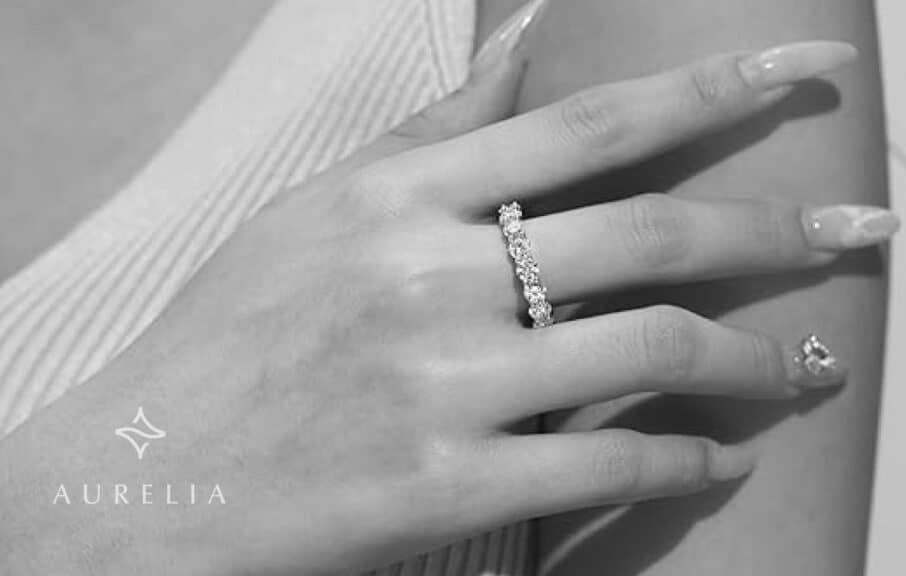 Full Eternity Moissanite Wedding Band Ring - 4mm Width