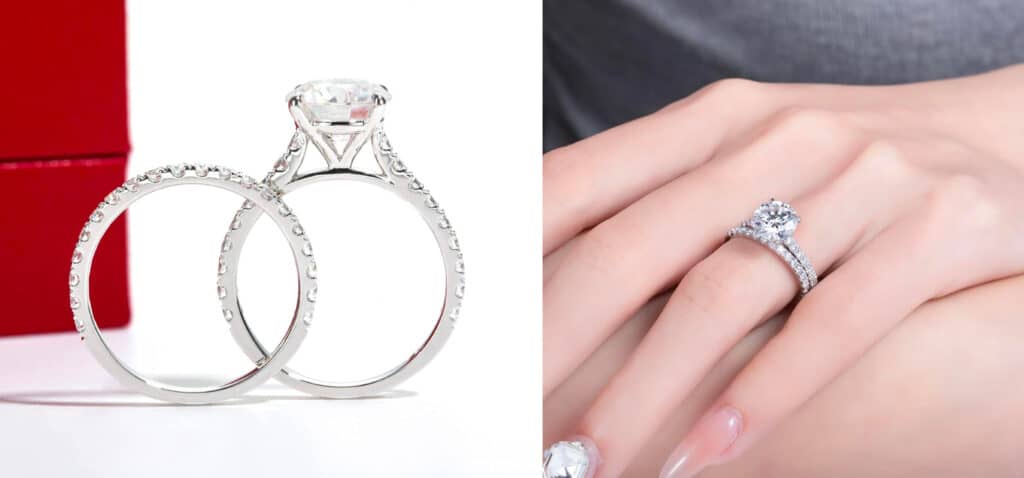 4.14CTTW Moissanite Bridal Ring Set in 14K White Gold